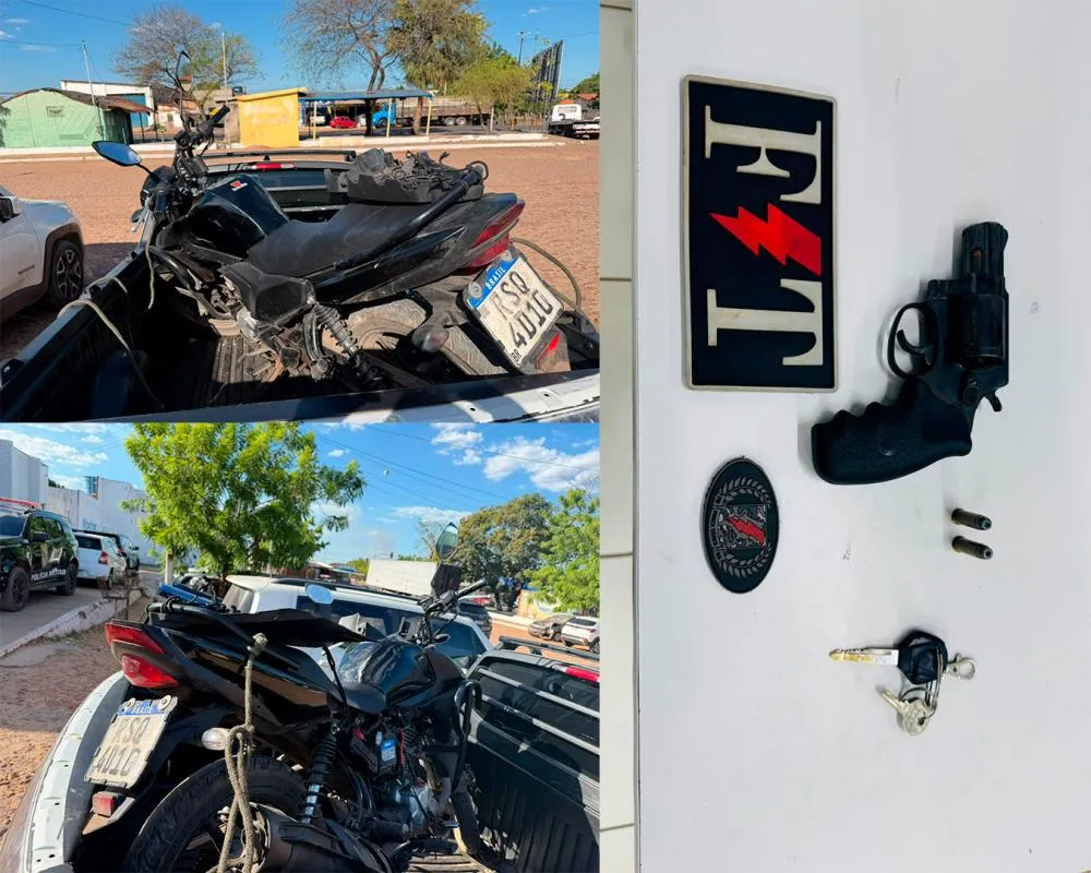 Ação do 47º BPM recupera motocicleta roubada e apreende revólver em Timon